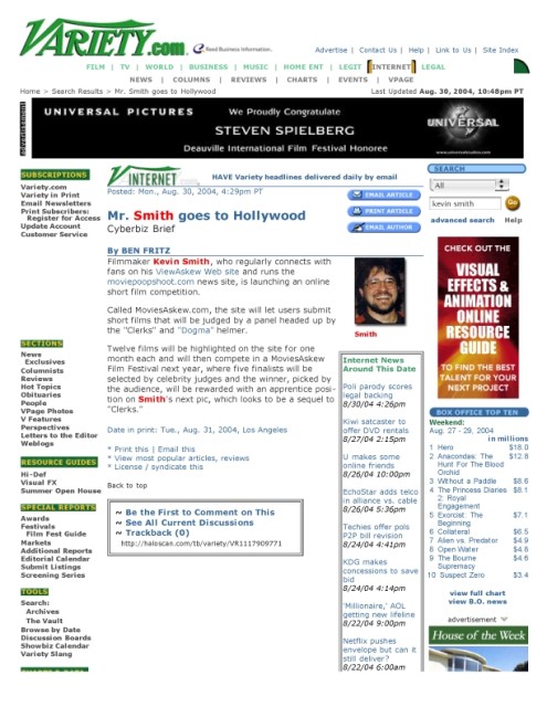 Variety Online - Movies Askew - August 2004