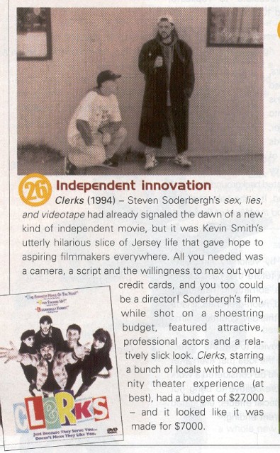 Razor magazine, reviewer Richard Roeper writes about the "31 Films That Changed Cinema"
