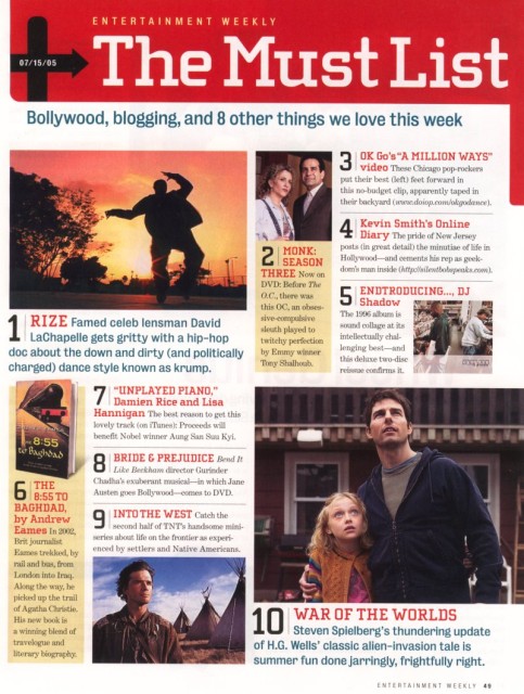 My Boring Ass Life - #4 on Entertainment Weekly's Must List - July 2005