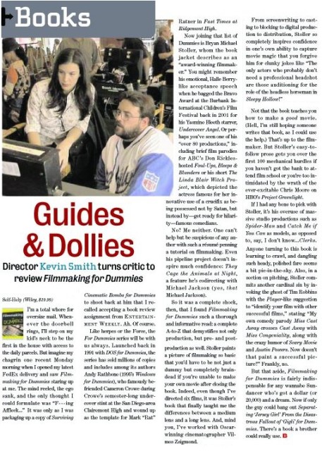 Entertainment Weekly - Kevin reviews 'Filmmaking for Dummies' - August 2003