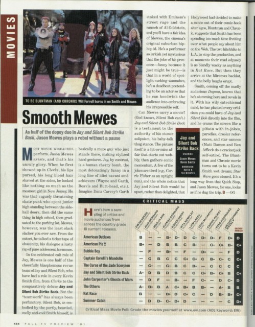 Entertainment Weekly - Jay & Silent Bob Strike Back review - September 2001